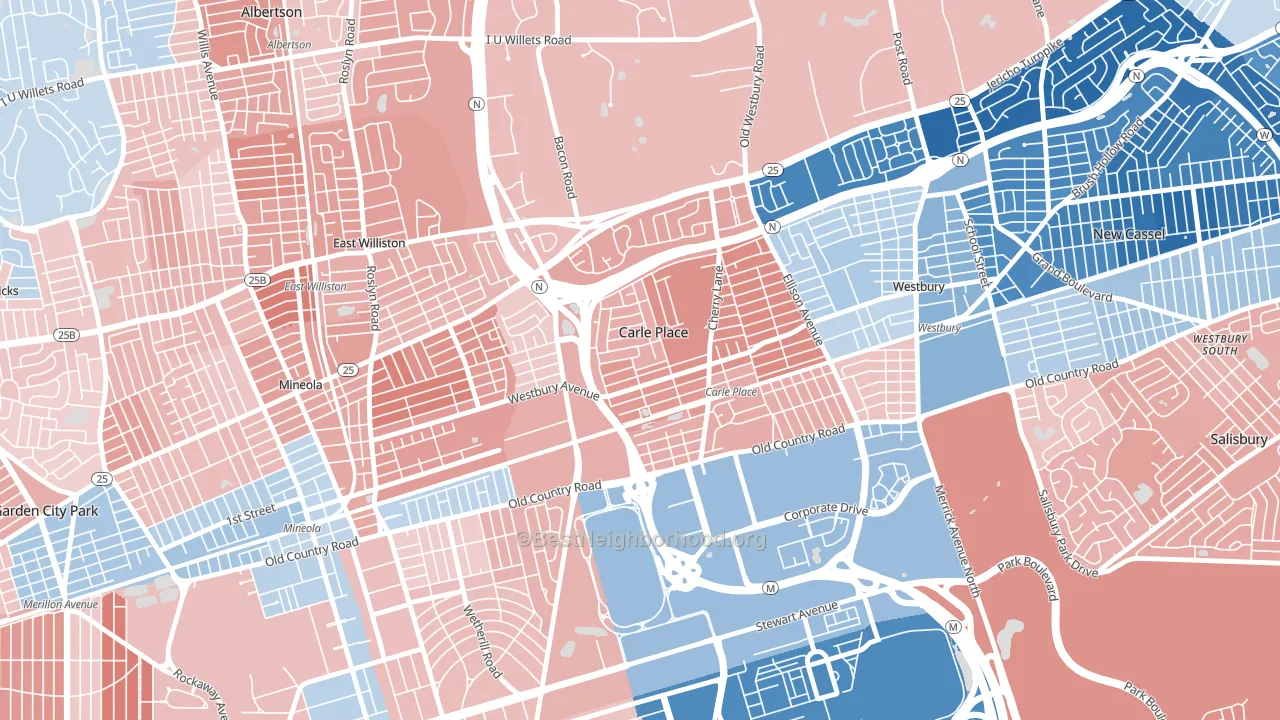 Carle Place, NY block-group political-lean map