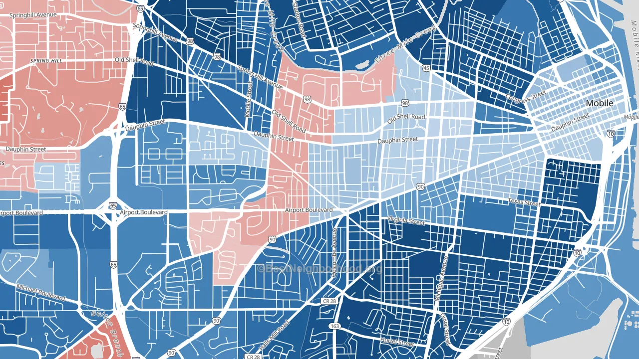 Carlen, Mobile, AL block-group political-lean map