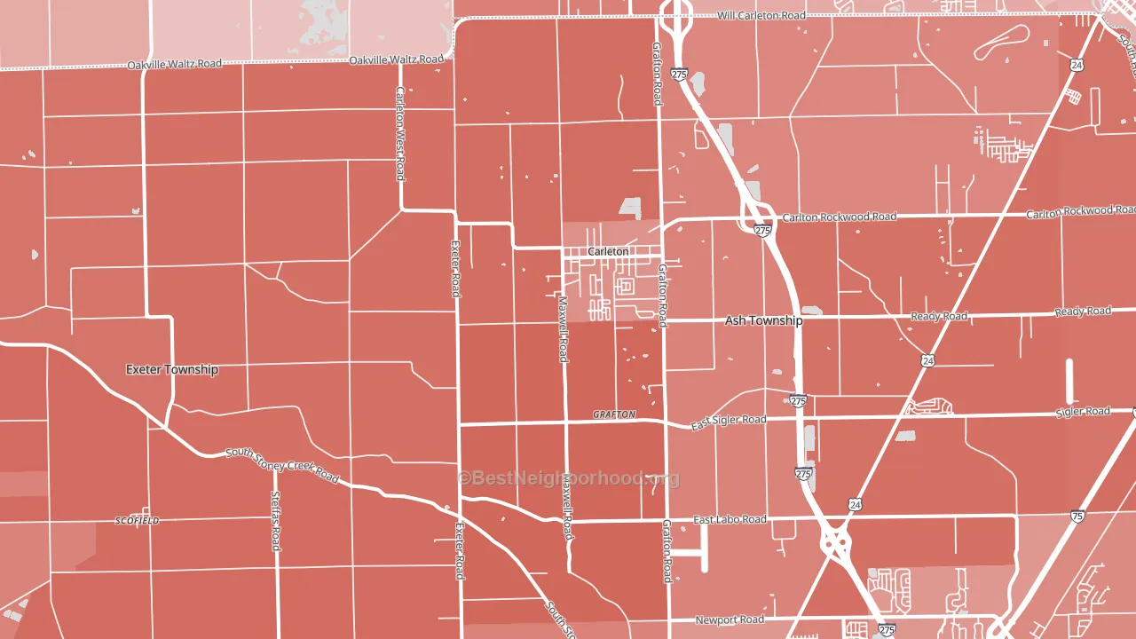 Carleton, MI block-group political-lean map