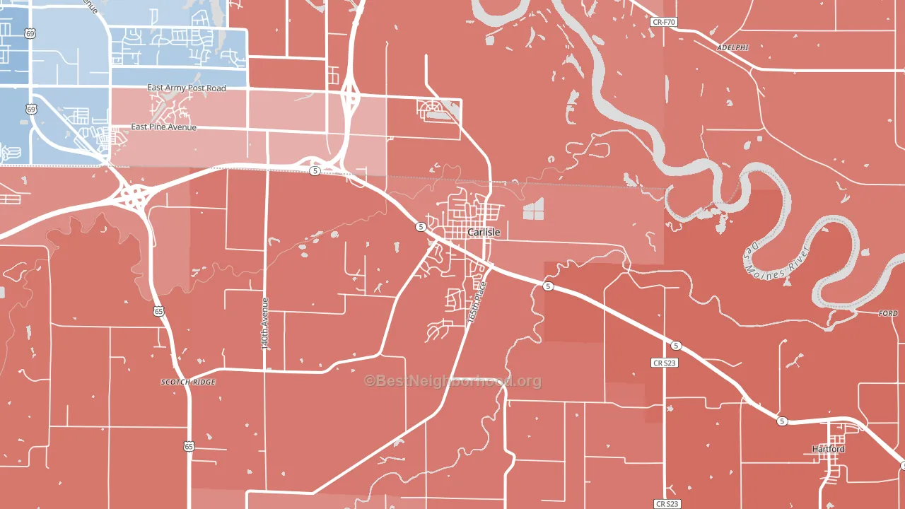 Carlisle, IA block-group political-lean map