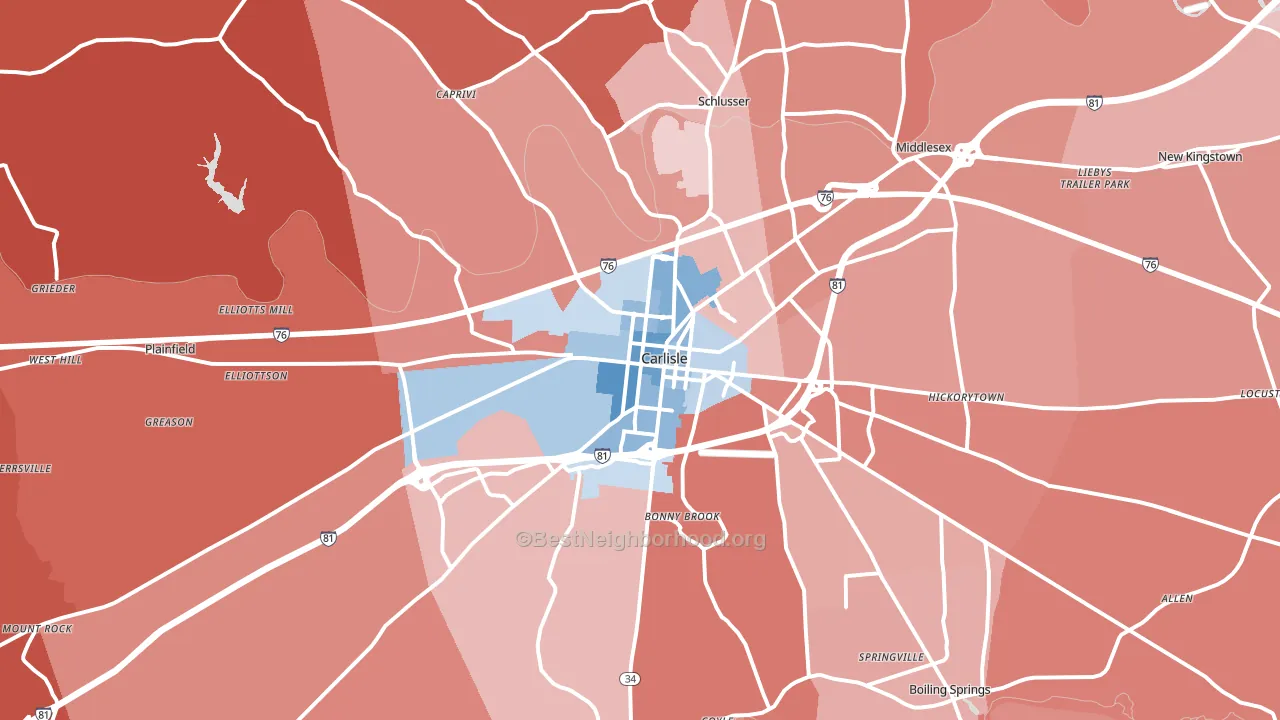 Carlisle, PA block-group political-lean map