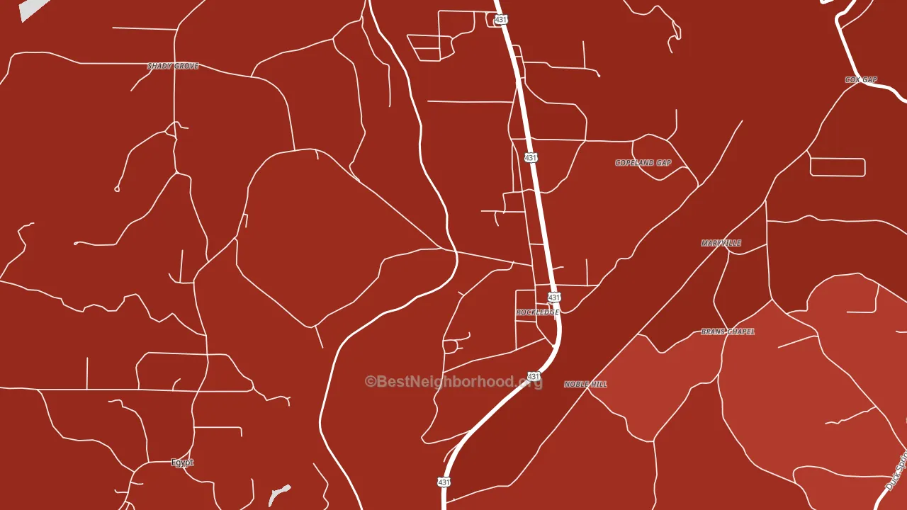 Carlisle-Rockledge, AL block-group political-lean map