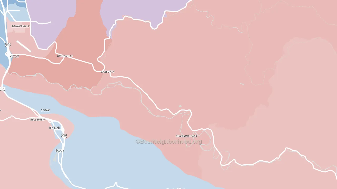 Carlotta, CA block-group political-lean map