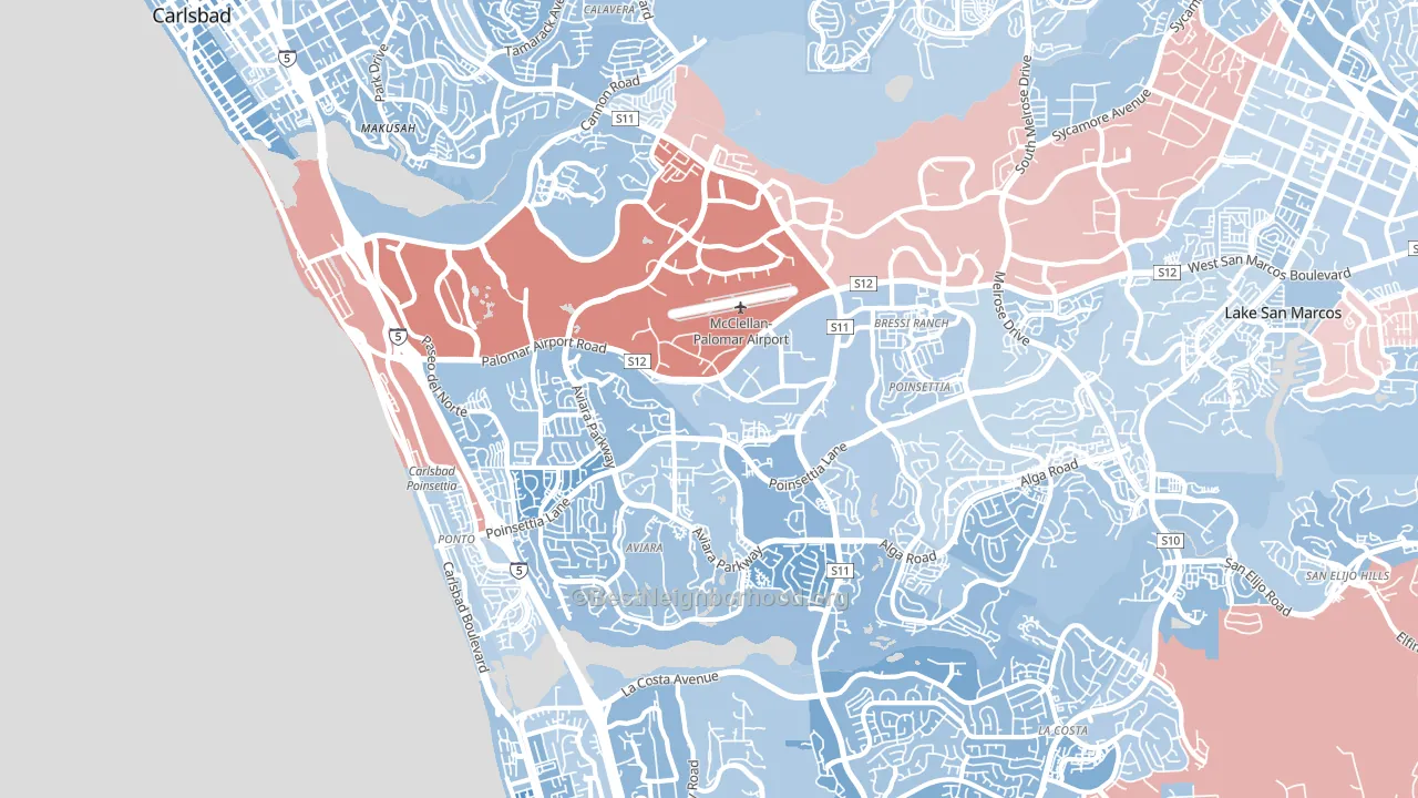 Carlsbad, CA block-group political-lean map