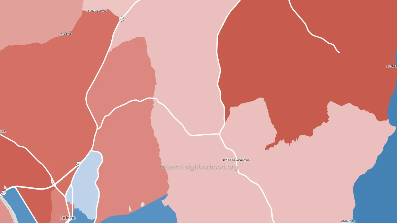 Carlton, AL block-group political-lean map