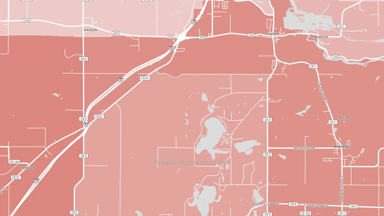Carlton, MN block-group political-lean map