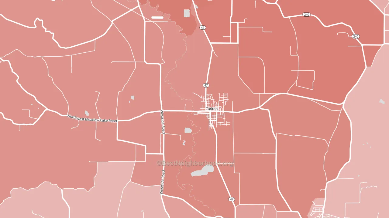 Carlton, OR block-group political-lean map