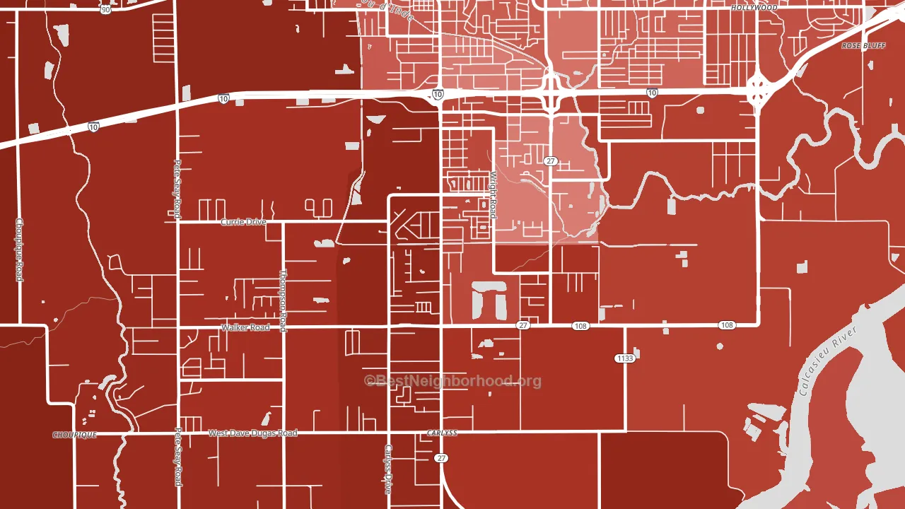 Carlyss, LA block-group political-lean map