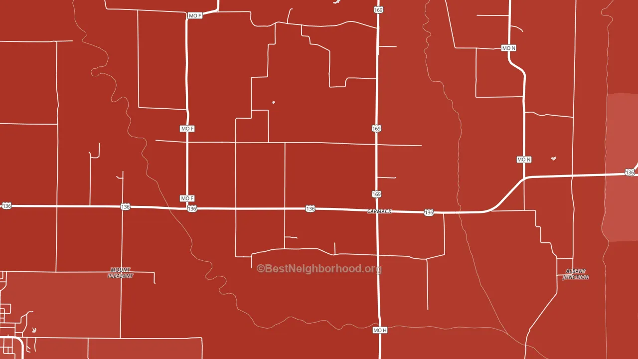 Carmack, MO block-group political-lean map