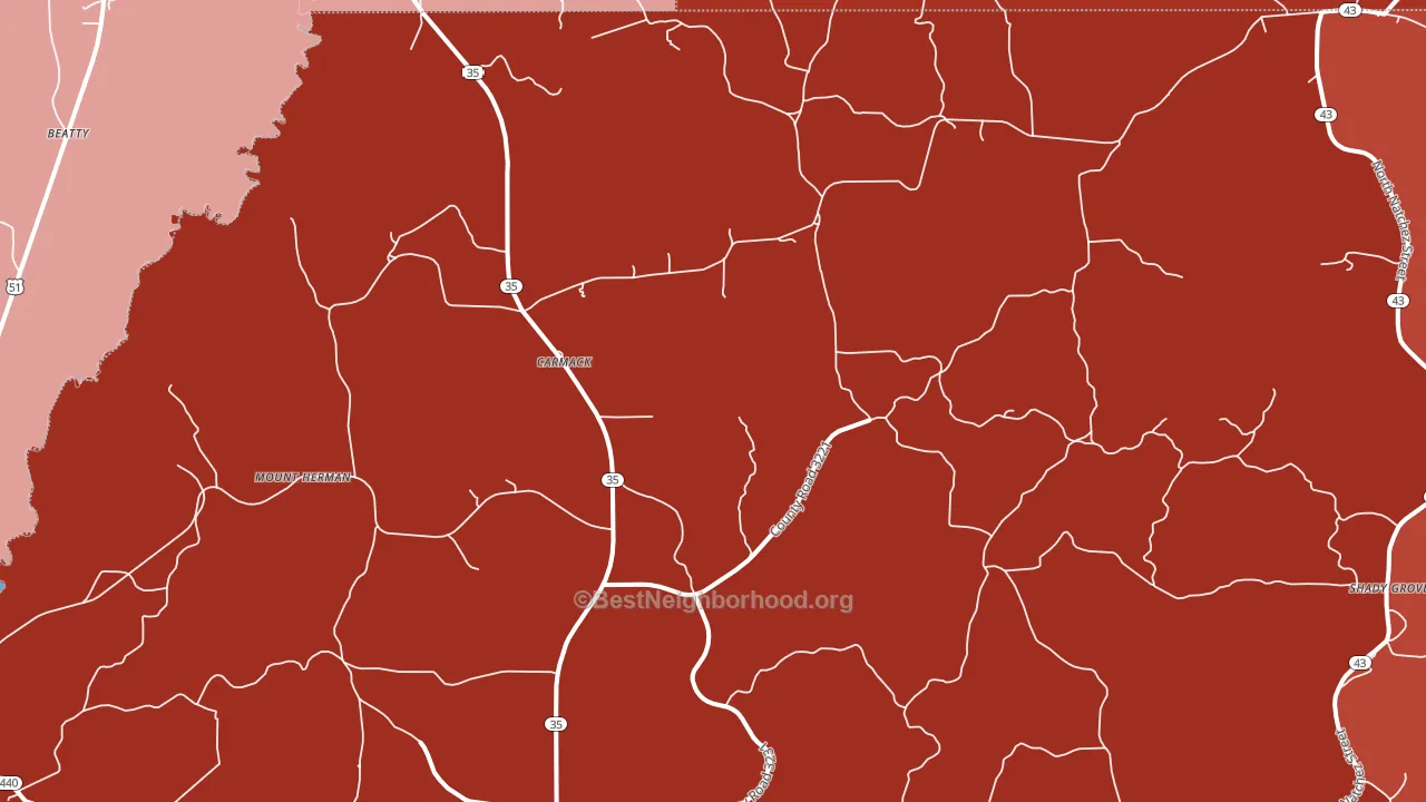 Carmack, MS block-group political-lean map