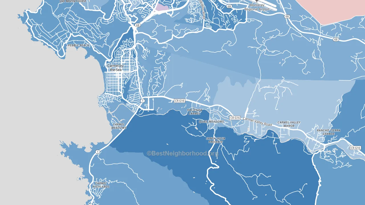 Carmel, CA block-group political-lean map
