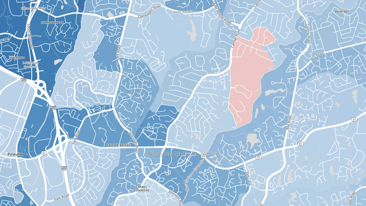 Carmel, Charlotte, NC block-group political-lean map