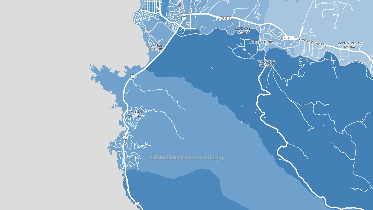 Carmel Highlands, CA block-group political-lean map