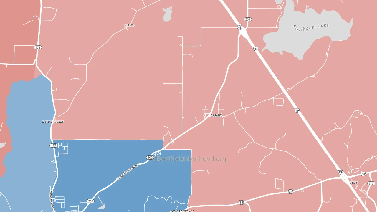 Carmel, LA block-group political-lean map