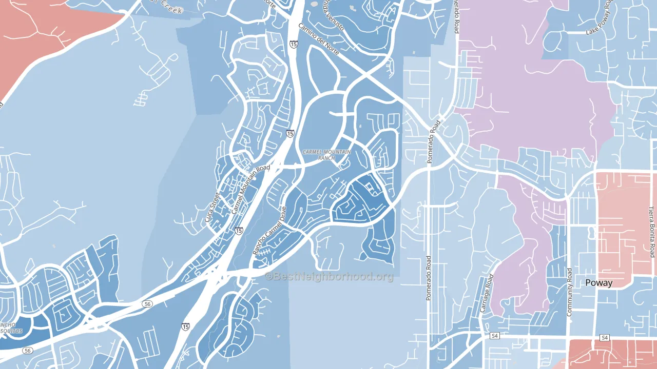 Carmel Mountain, San Diego, CA block-group political-lean map