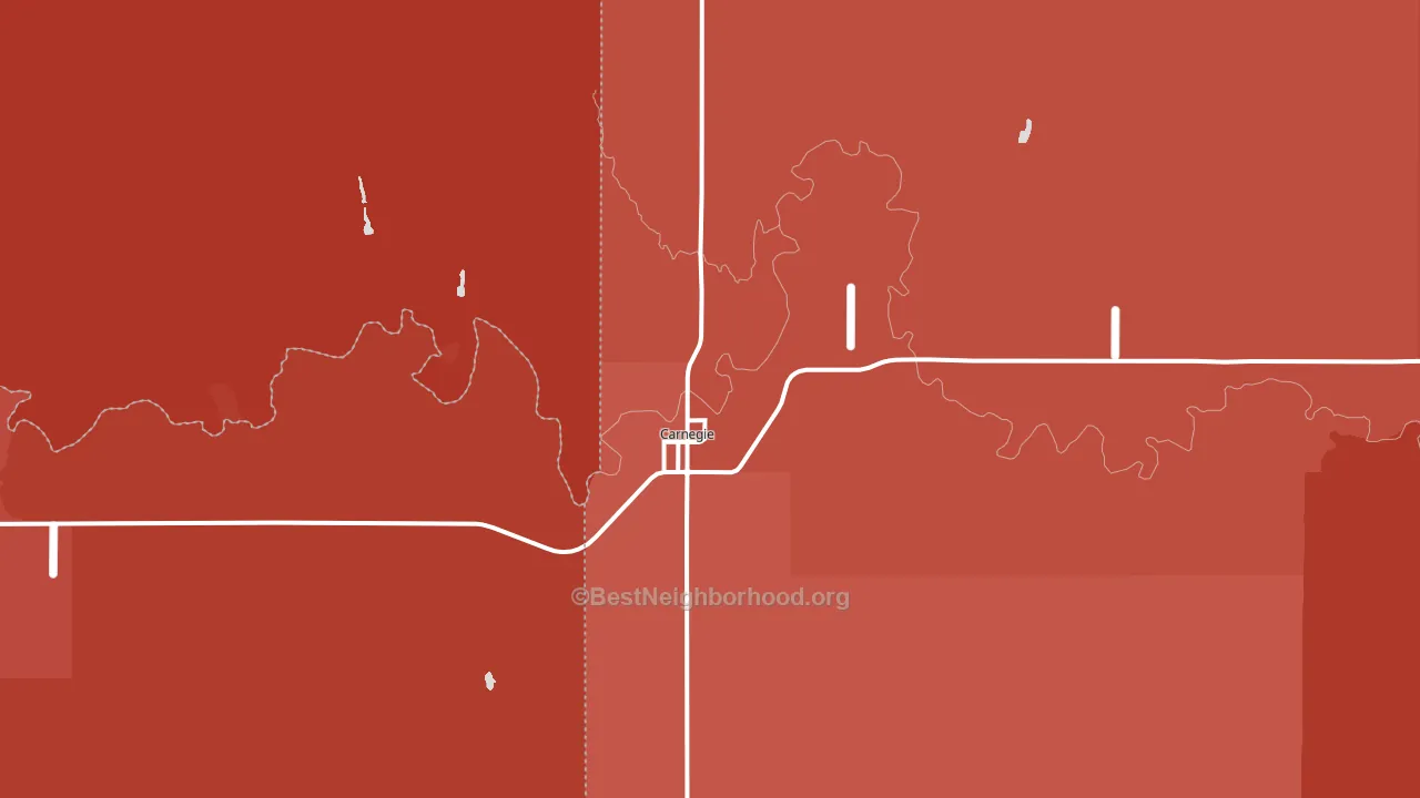 Carnegie, OK block-group political-lean map