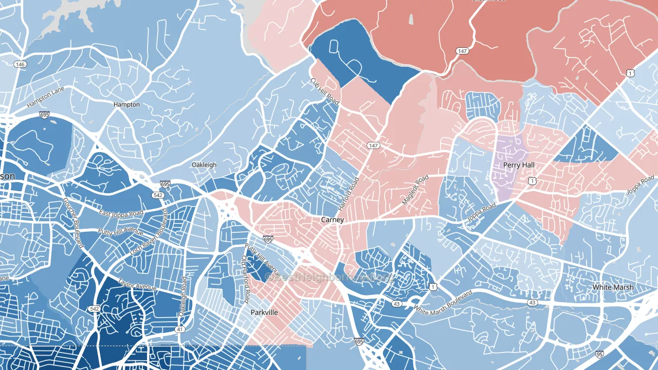 Carney, MD block-group political-lean map
