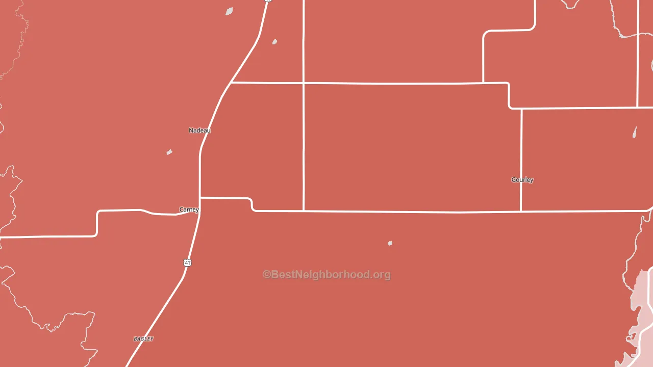 Carney, MI block-group political-lean map