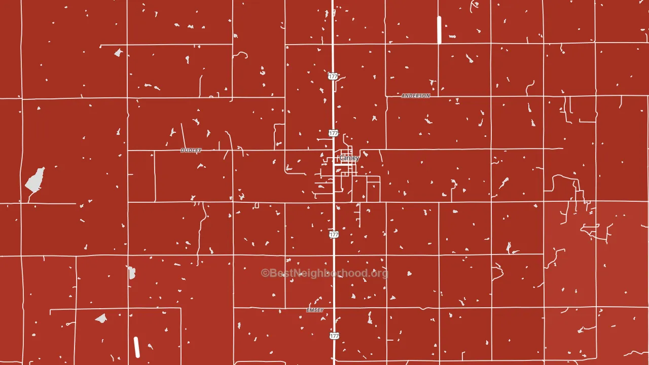 Carney, OK block-group political-lean map