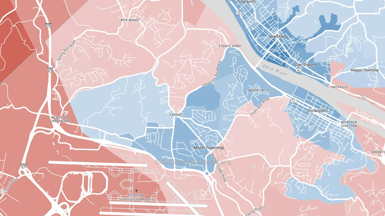 Carnot-Moon, PA block-group political-lean map