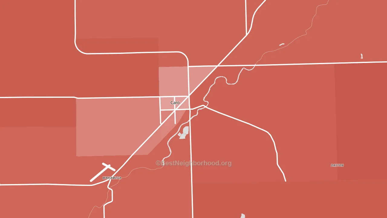 Caro, MI block-group political-lean map