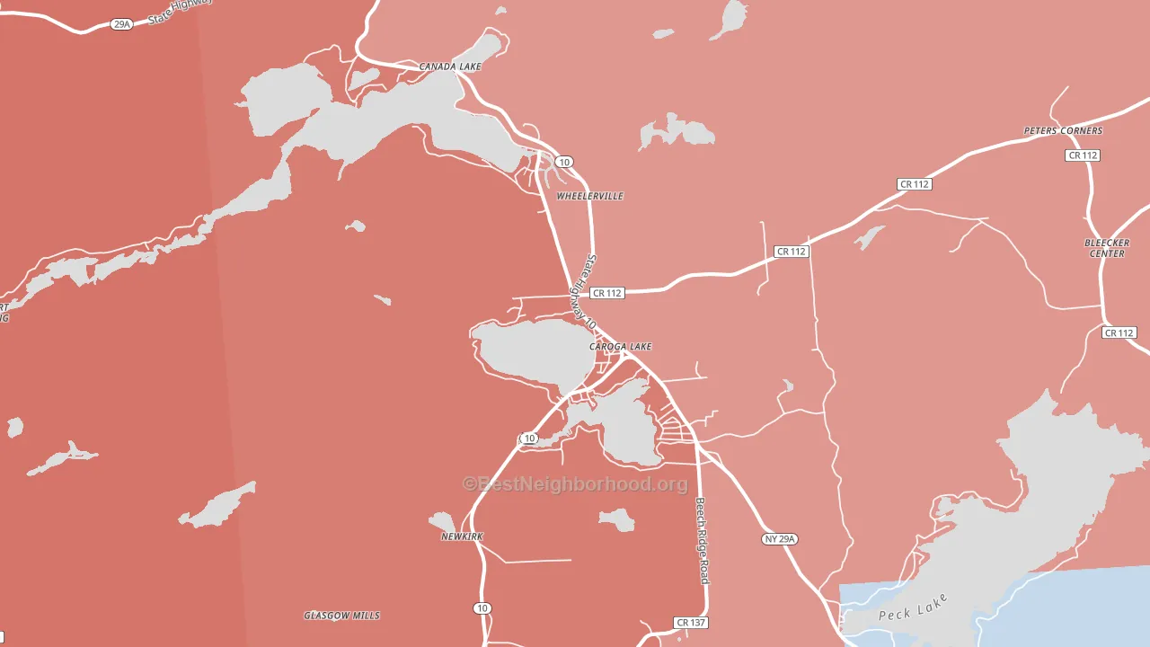 Caroga Lake, NY block-group political-lean map