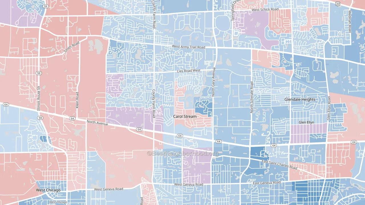 Carol Stream, IL block-group political-lean map