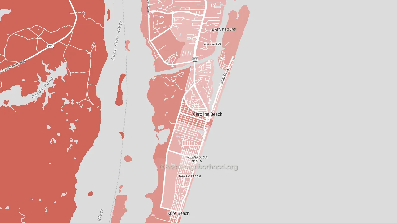 Carolina Beach, NC block-group political-lean map