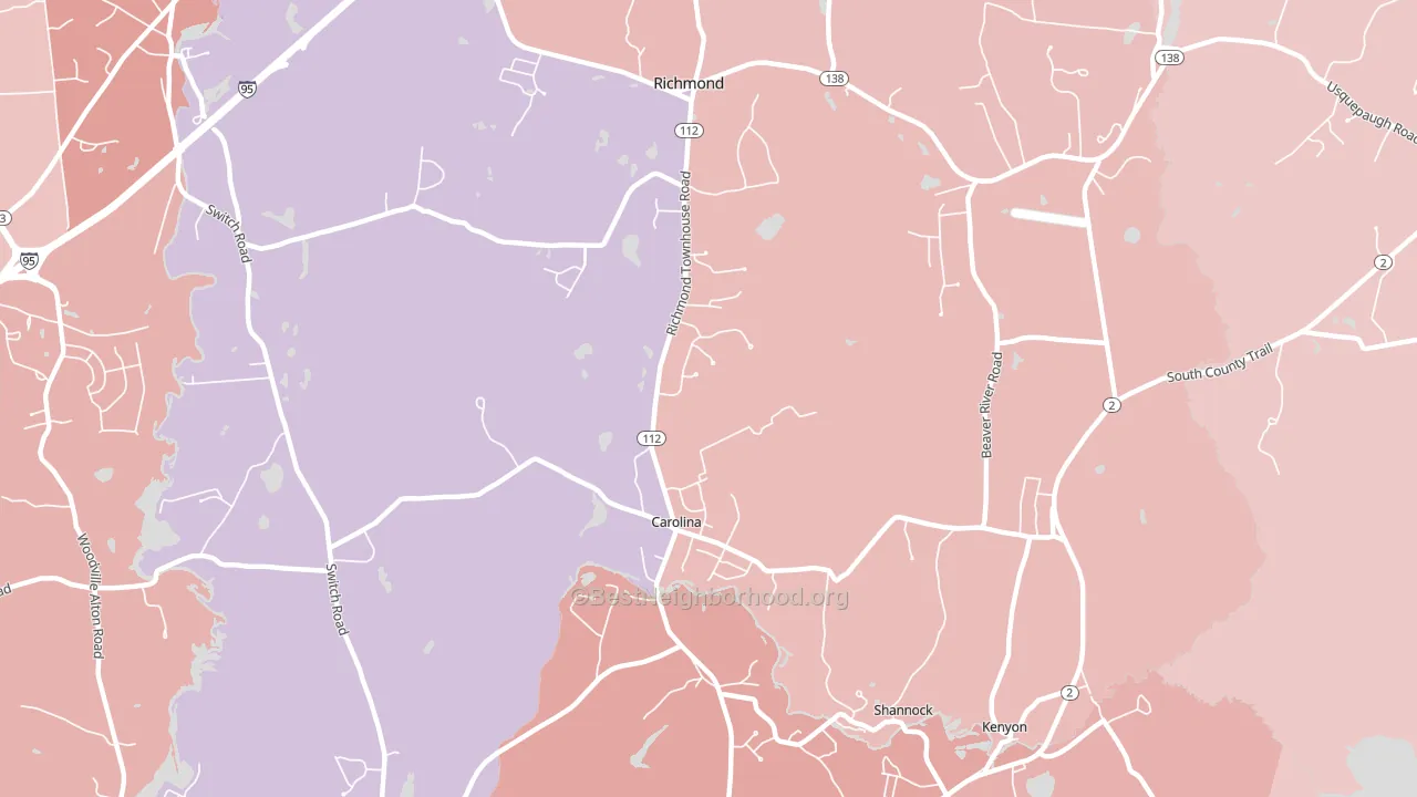 Carolina, RI block-group political-lean map
