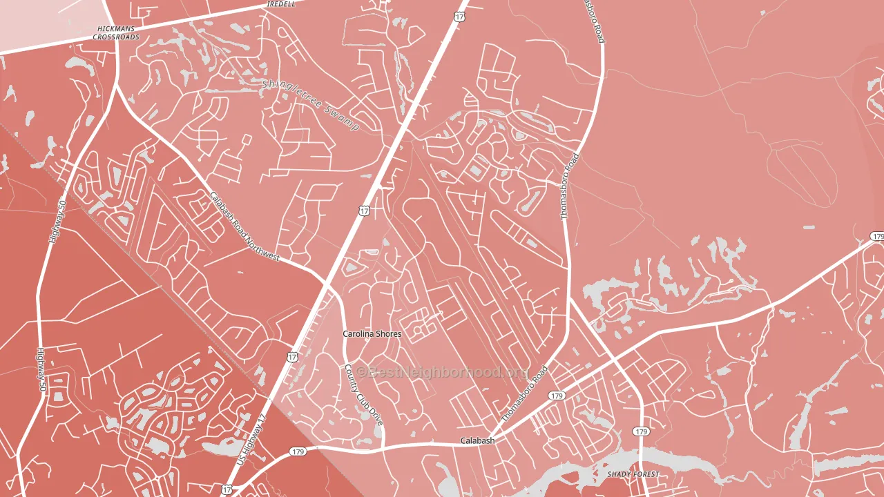 Carolina Shores, NC block-group political-lean map