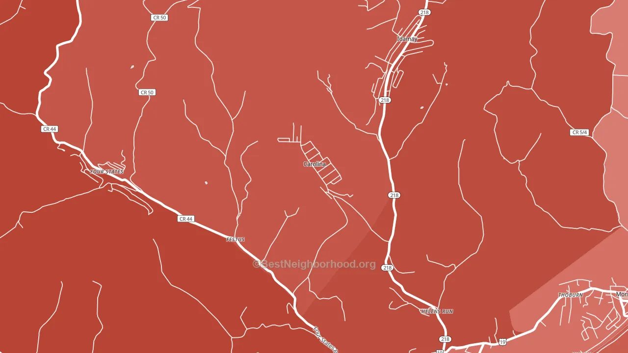 Carolina, WV block-group political-lean map