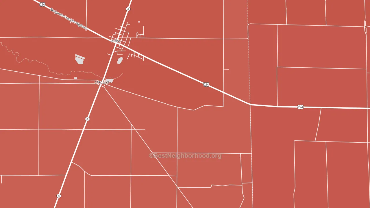 Caroline, OH block-group political-lean map