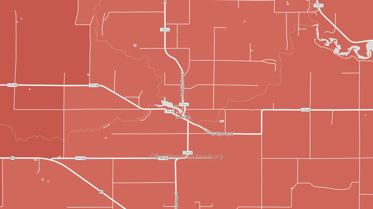 Caroline, WI block-group political-lean map