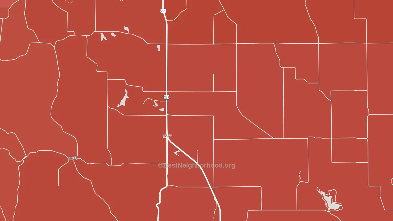 Carp, IN block-group political-lean map