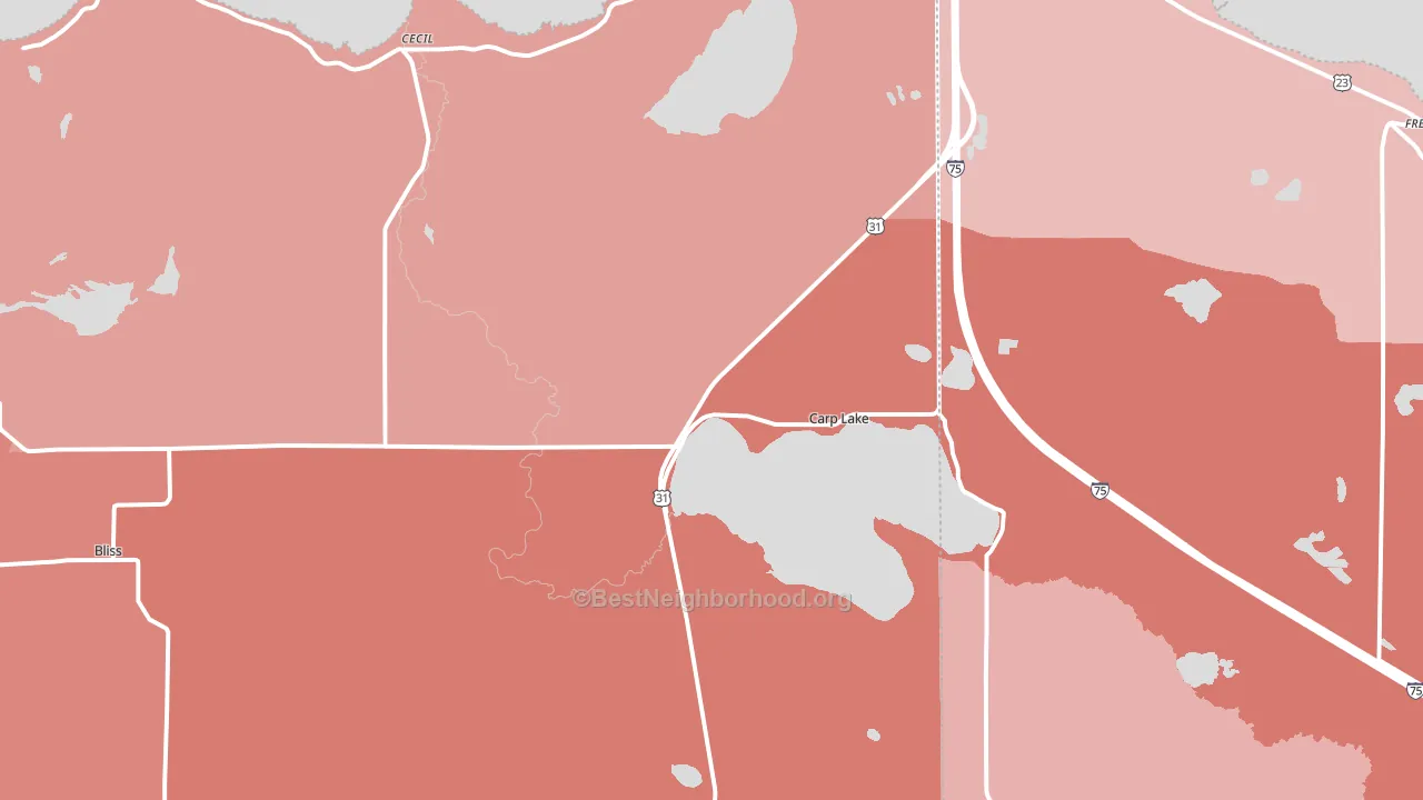 Carp Lake, MI block-group political-lean map
