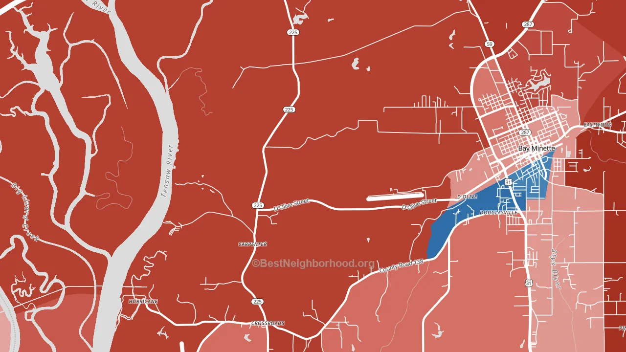 Carpenter, AL block-group political-lean map