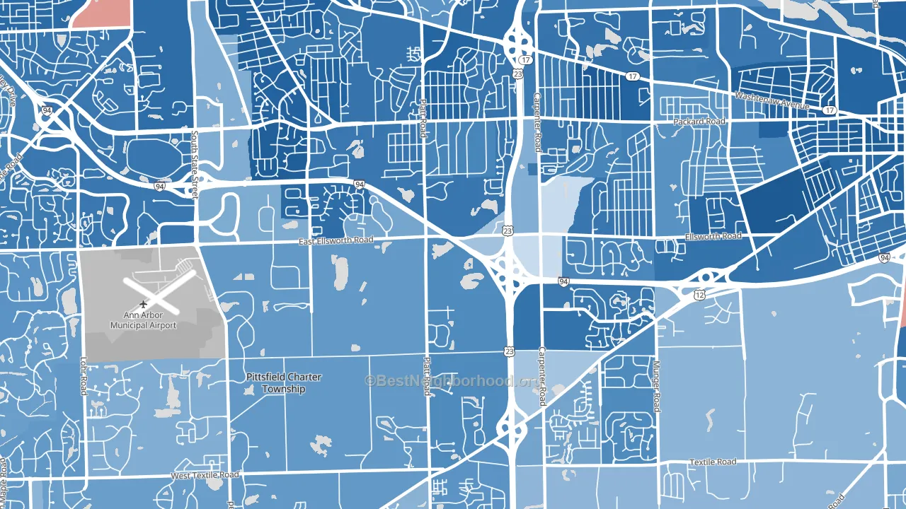 Carpenter, Ann Arbor, MI block-group political-lean map