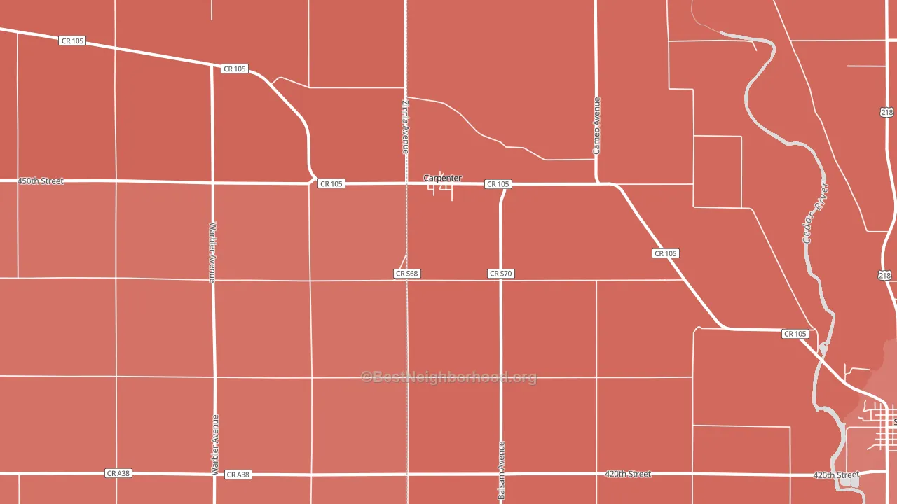 Carpenter, IA block-group political-lean map