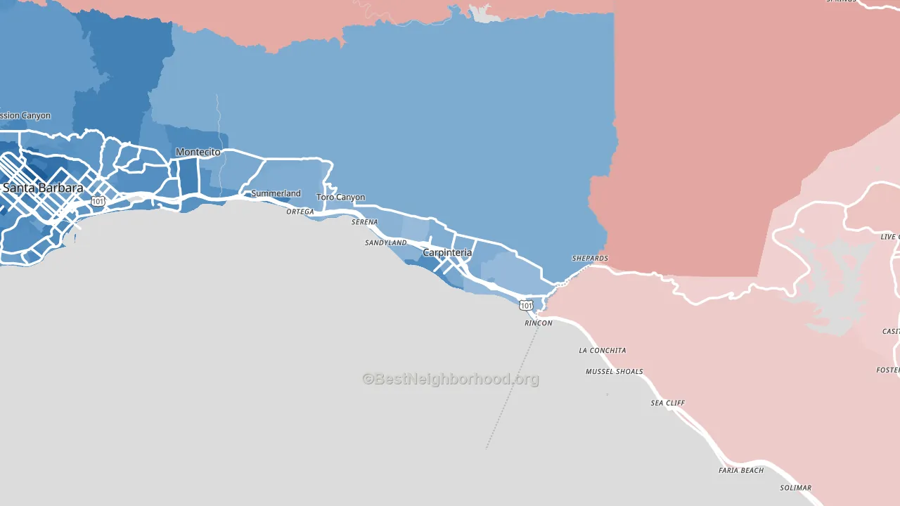 Carpinteria, CA block-group political-lean map