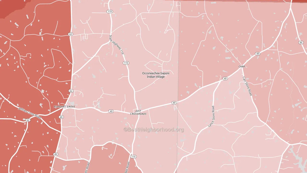 Carr, NC block-group political-lean map