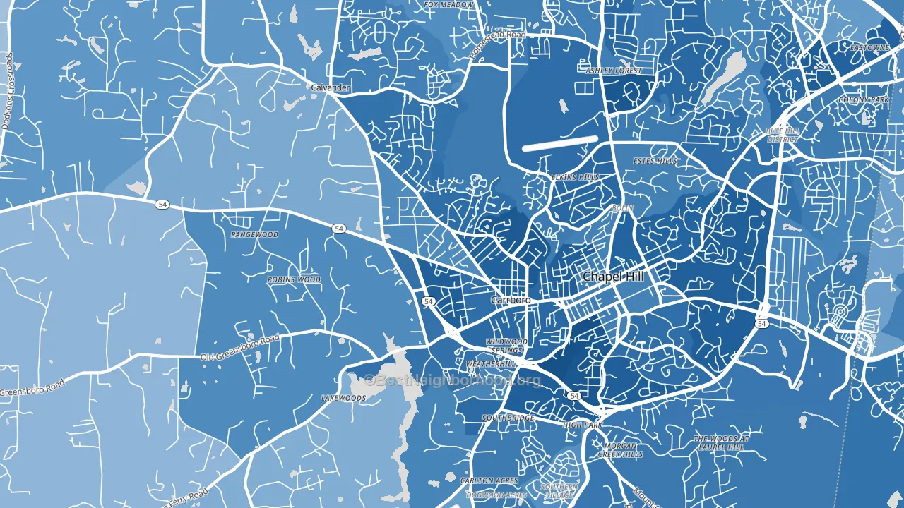 Carrboro, NC block-group political-lean map