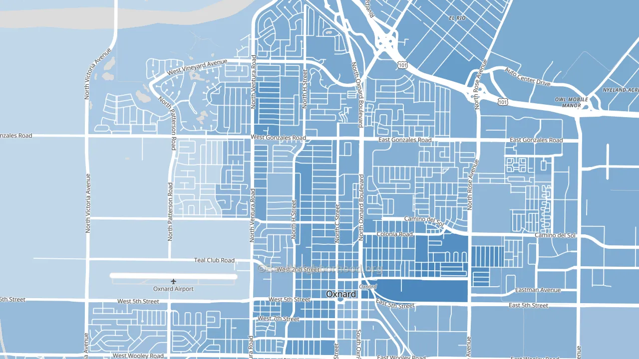 Carriage Square, Oxnard, CA block-group political-lean map