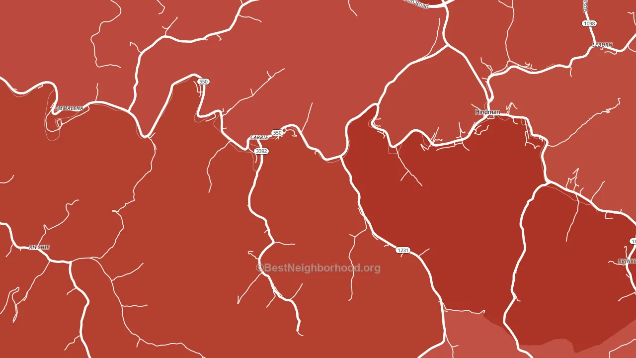 Carrie, KY block-group political-lean map
