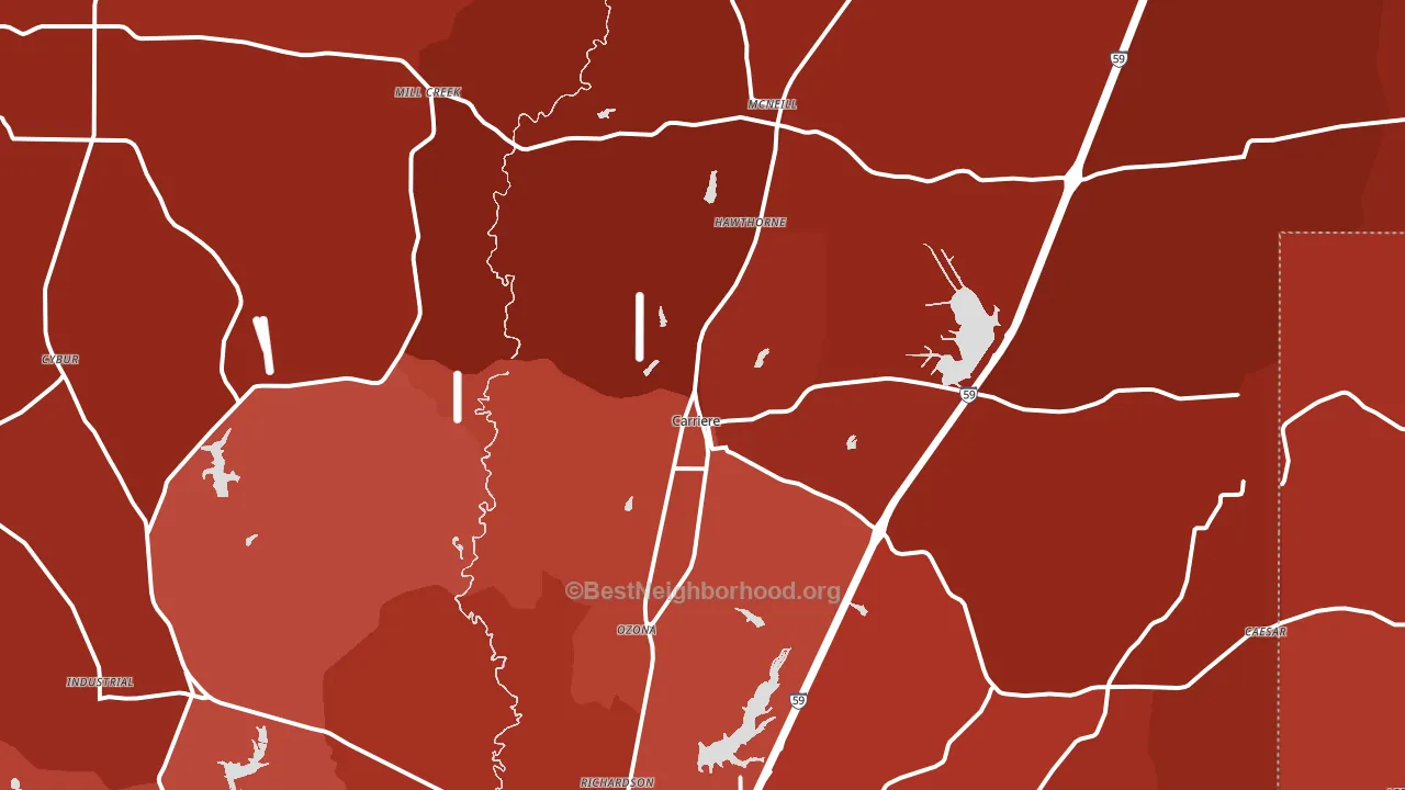 Carriere, MS block-group political-lean map