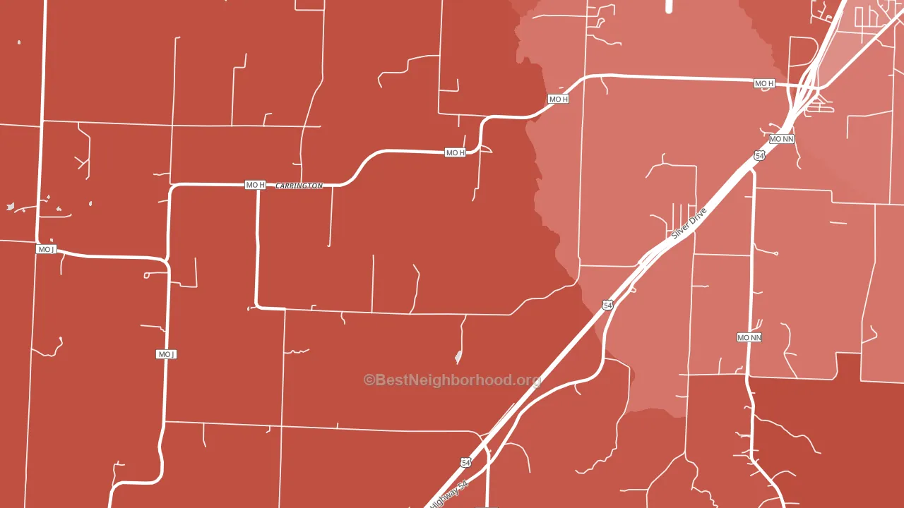 Carrington, MO block-group political-lean map