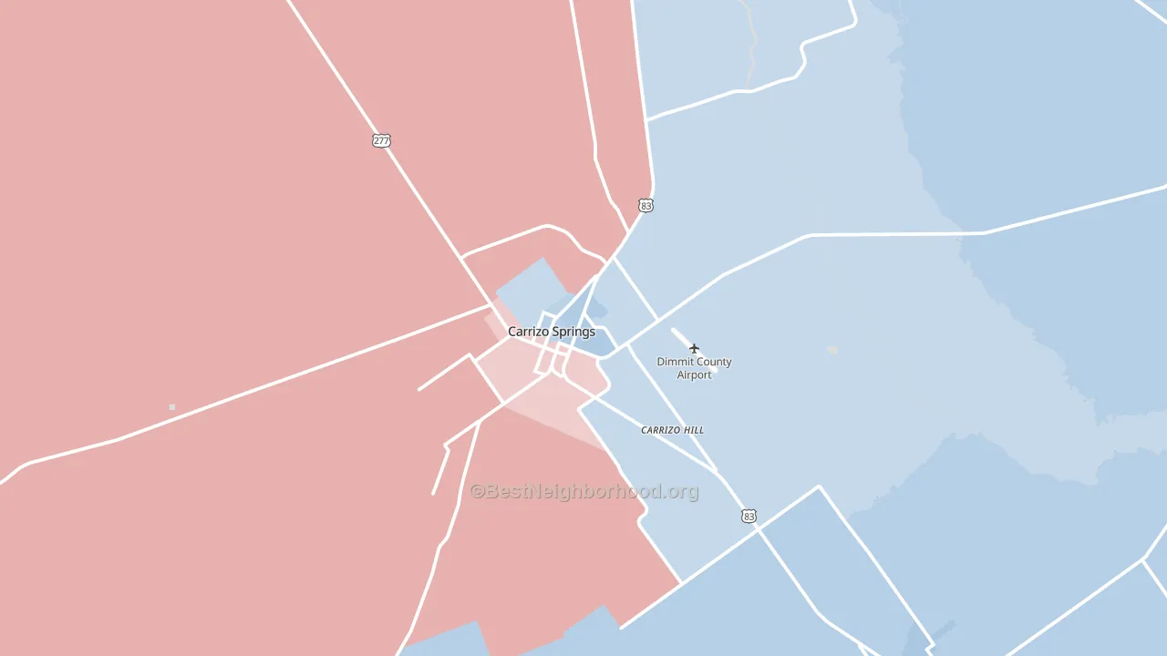 Carrizo Springs, TX block-group political-lean map