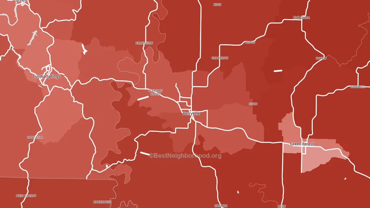 Carroll County, AR block-group political-lean map