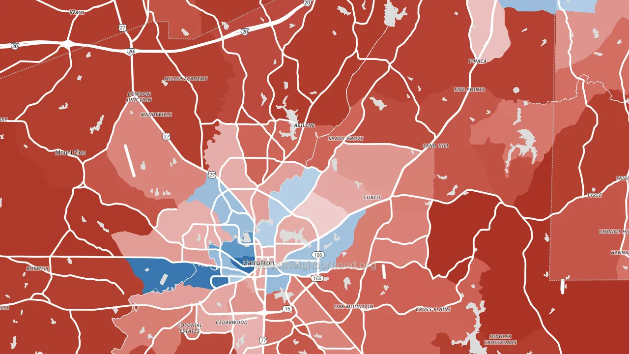 Carroll County, GA block-group political-lean map