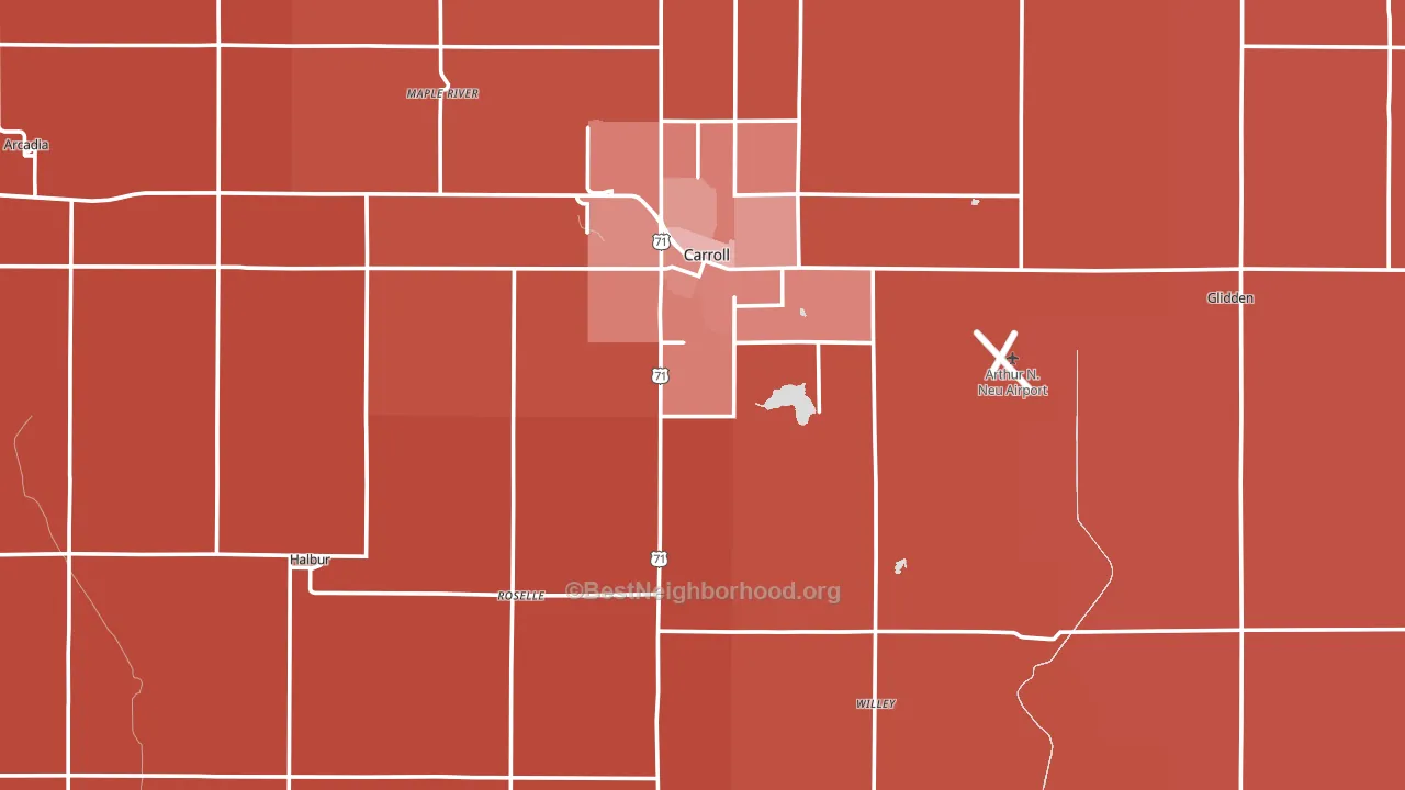 Carroll County, IA block-group political-lean map