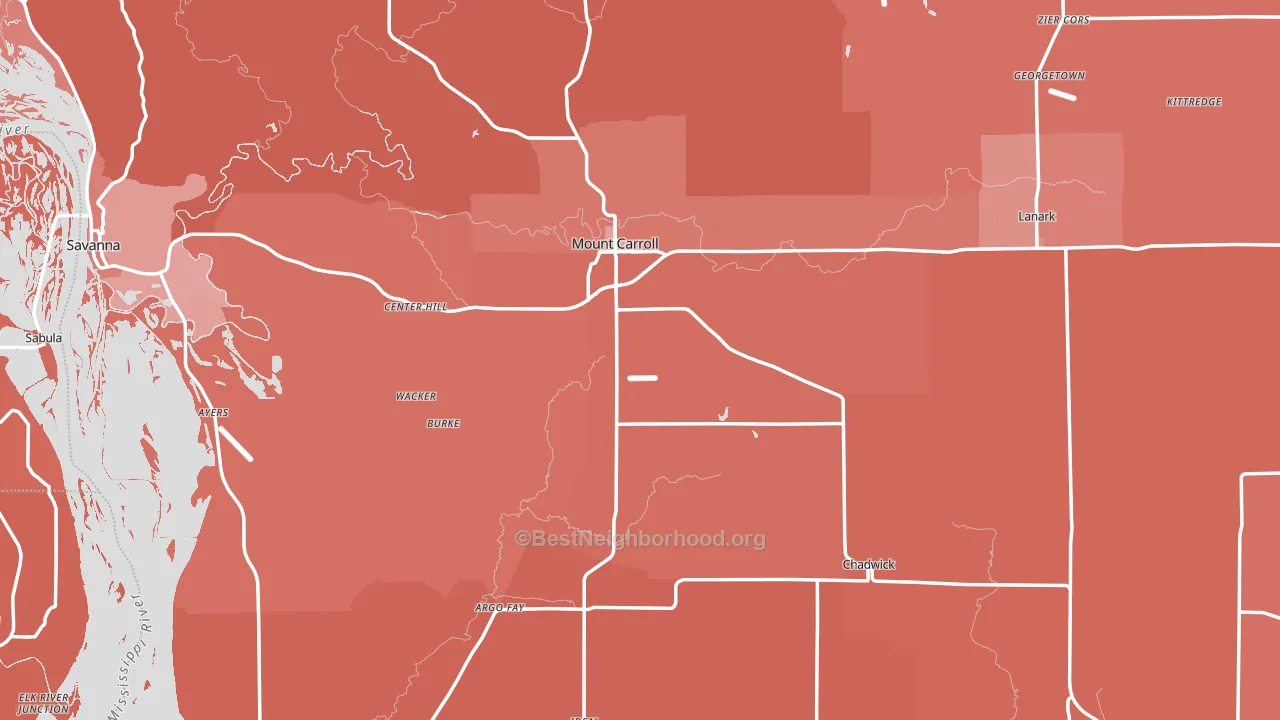 Carroll County, IL block-group political-lean map